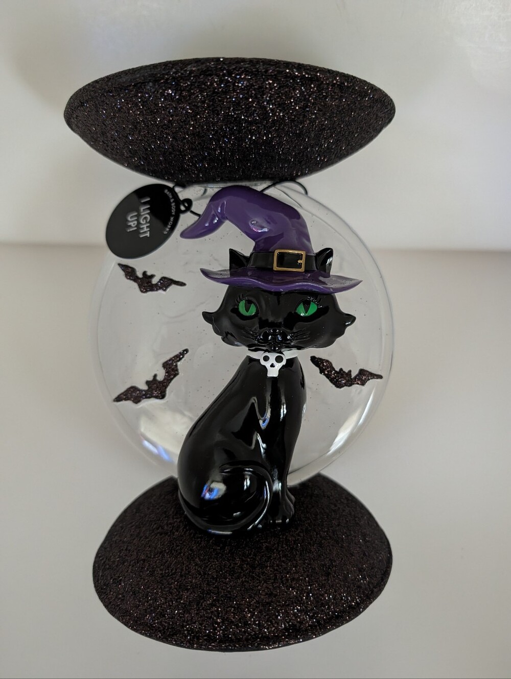 Bath & Body Works Black Cat with Purple Witch Hat Figurine